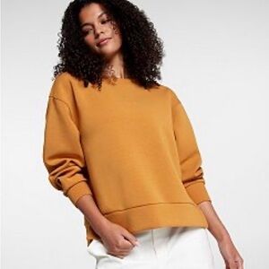 NWOT Calia Scuba Pullover Sweatshirt Womens Medium Ochre Soft Lounge Cozy